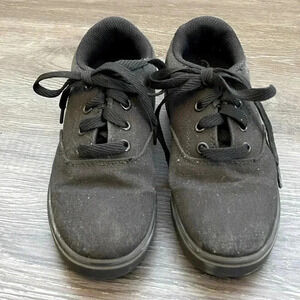 Heelys Solid Black Canvas Sneakers Rollerblade Shoes Lace Up Unisex: Youth 2